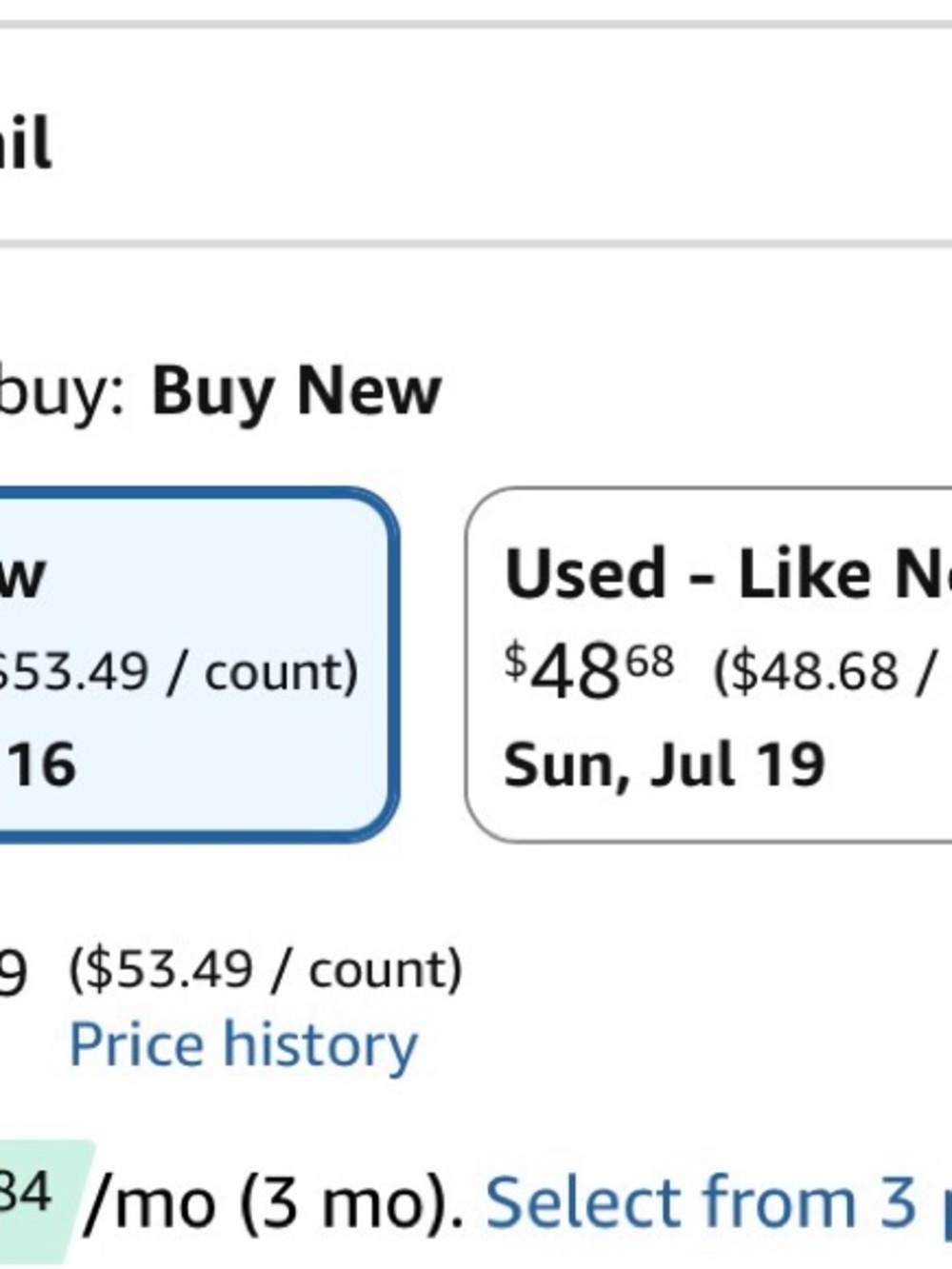 Amazon Blue and White Pricing Screenshot